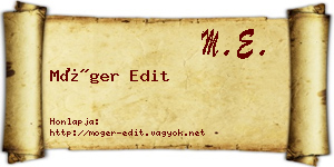 Móger Edit névjegykártya